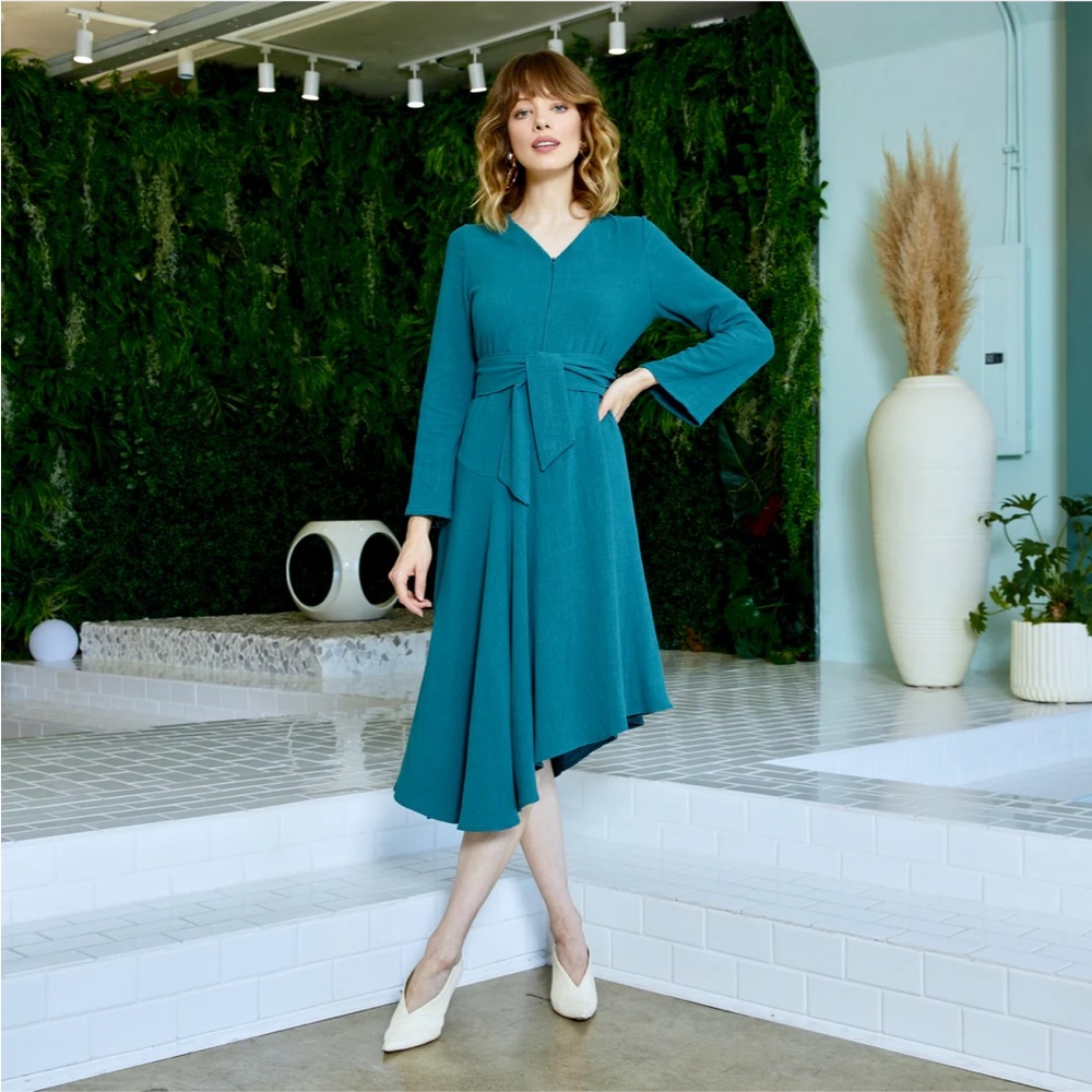 Linear Collection Swirl Pacific Teal Dress
